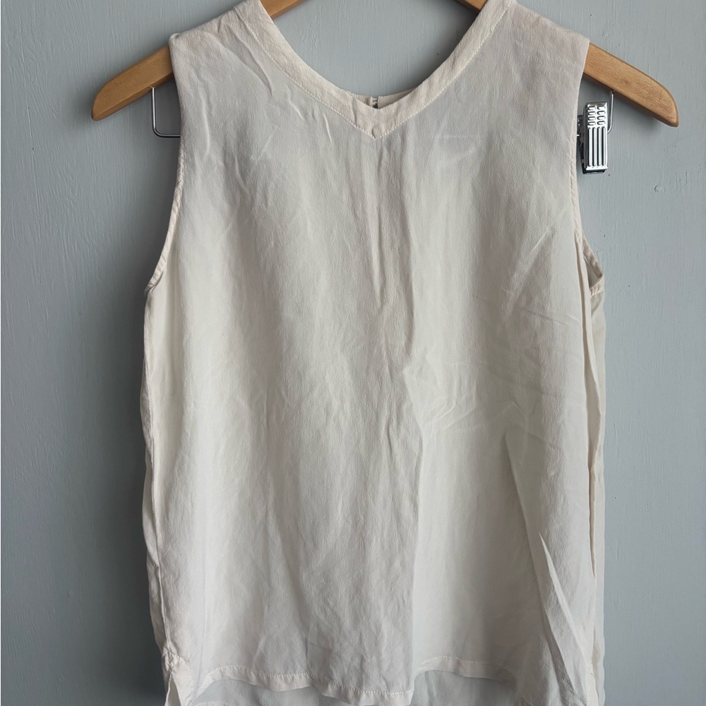 Elegant Cream 100 percent silk Sleeveless Top